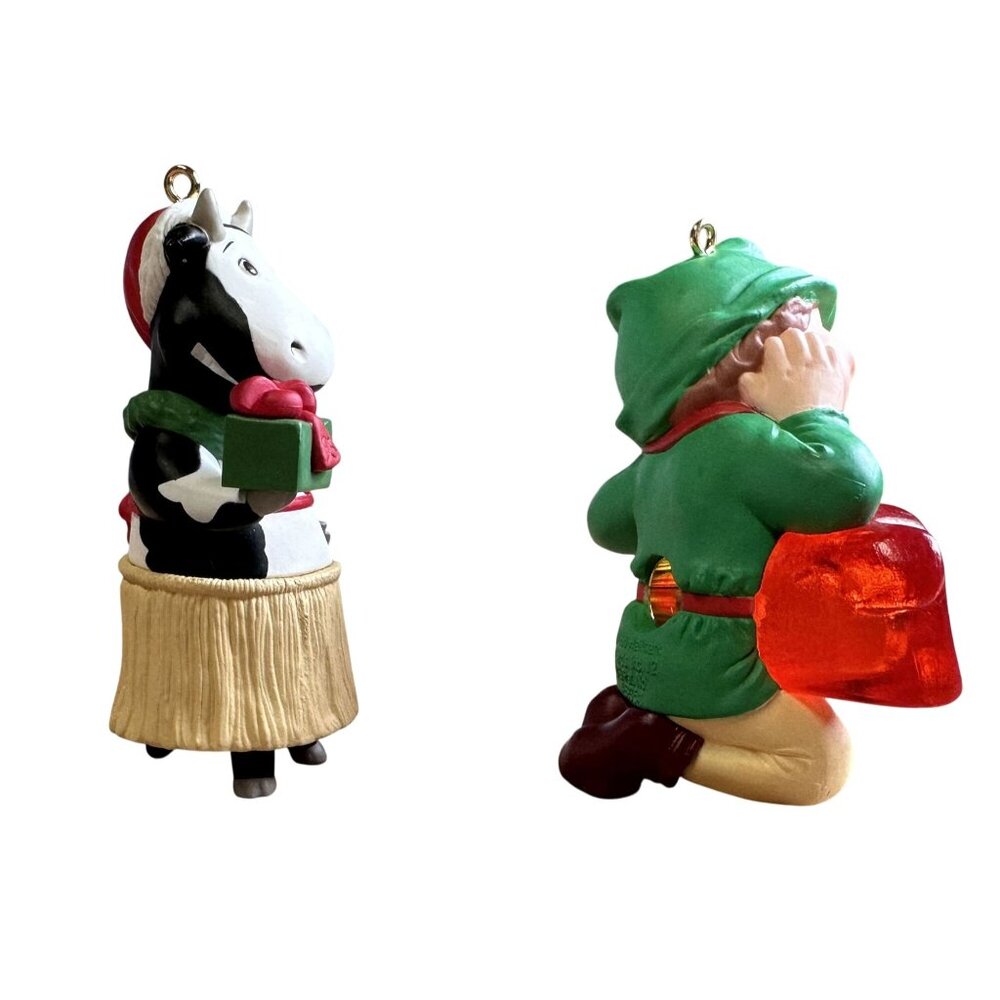Vtg Hallmark Christmas Ornaments Elf Of The Year 1990 & Cows of Bali 1995 - Picture 4 of 10